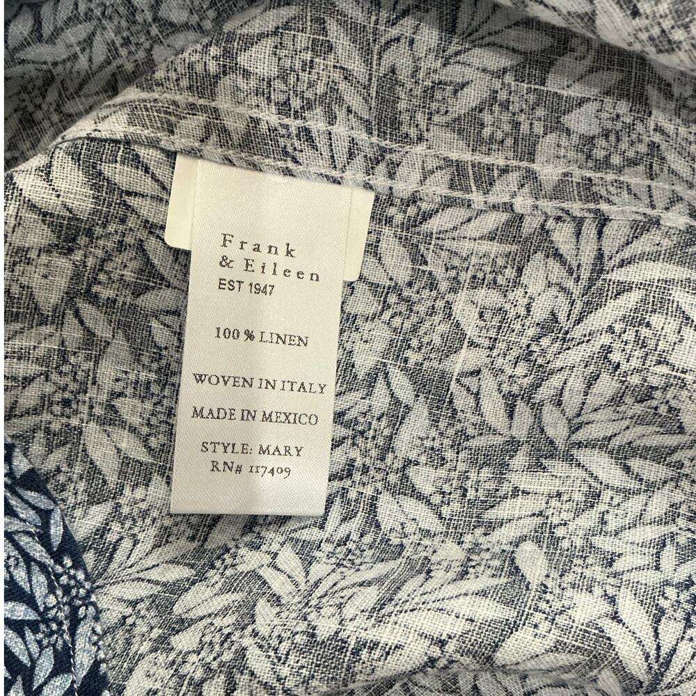 Frank & Eileen Mary Classic Shirtdress Italian Linen Blue Floral Size‎ XS - Picture 12 of 12